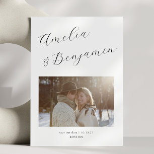 Reserve A Data Foto de caligrafia de Script Elegante Moderno Mini