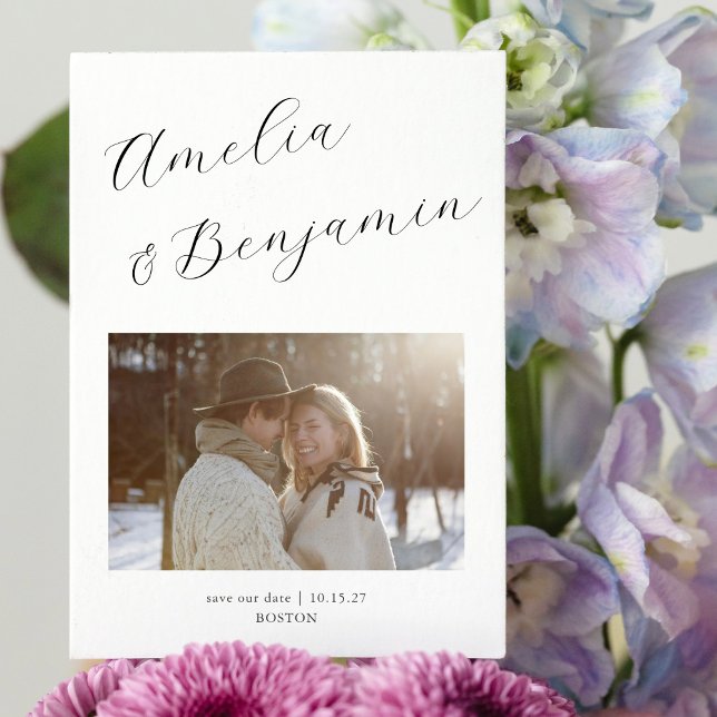 Reserve A Data Foto de caligrafia de Script Elegante Moderno Mini (Criador carregado)