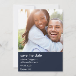 Reserve A Data Foto de Casal Moderno Azul para Save The Date de C