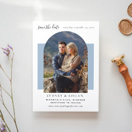 Reserve A Data Foto de Casamento Azul de Arch Moderno