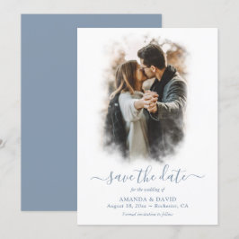 Reserve A Data Foto De Casamento Azul Moderno Salva A Data