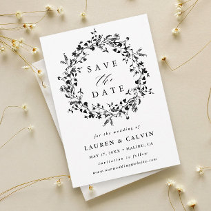 Reserve A Data Foto de casamento Black & White Modern Boho com fl