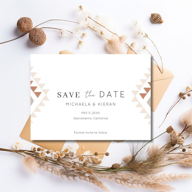 Reserve A Data Foto de casamento Boho Desert Rust Terracotta (Boho Desert Rust Terracotta Wedding Photo Save The Date)