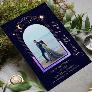 Reserve A Data Foto de Casamento Celestial Azul Naval Arco-íris