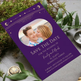 Reserve A Data Foto de Casamento Celestial Roxo Dourado Místico