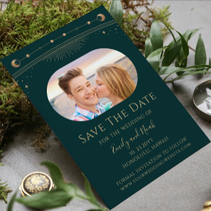 Reserve A Data Foto de Casamento Celestial Verde Dourado Místico