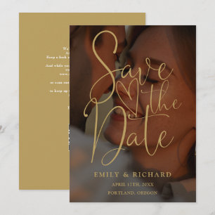 Reserve A Data Foto de casamento Chic Gold com elegante código QR