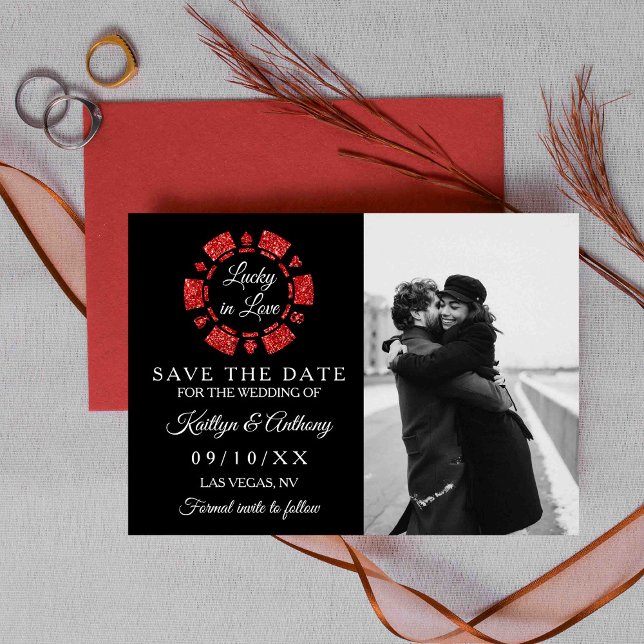 Reserve A Data Foto de Casamento Chip Casino do Pôquer Vermelho c (Criador carregado)