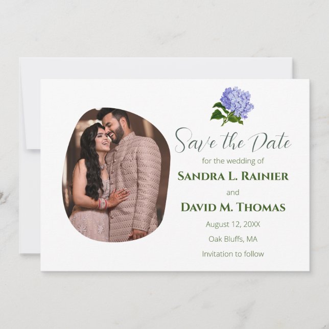 Reserve A Data Foto de Casamento com Hortênsias (Frente)