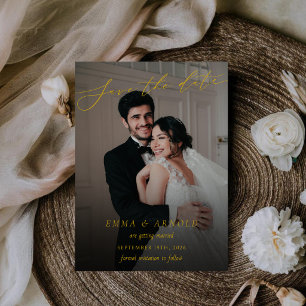 Reserve A Data Foto de Casamento com Letra de Caligrafia Elegante