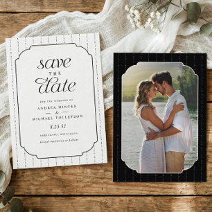 Reserve A Data Foto de casamento com listras pretas e brancas est