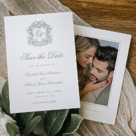 Reserve A Data Foto de casamento com monograma em verde sage anti