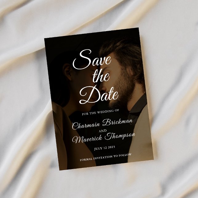 Reserve A Data Foto de casamento com sobreposição elegante (Criador carregado)