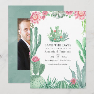 Reserve A Data Foto de casamento com suculentas em aquarela