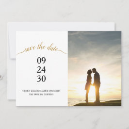 Reserve A Data Foto de casamento com texto dourado moderno em pre