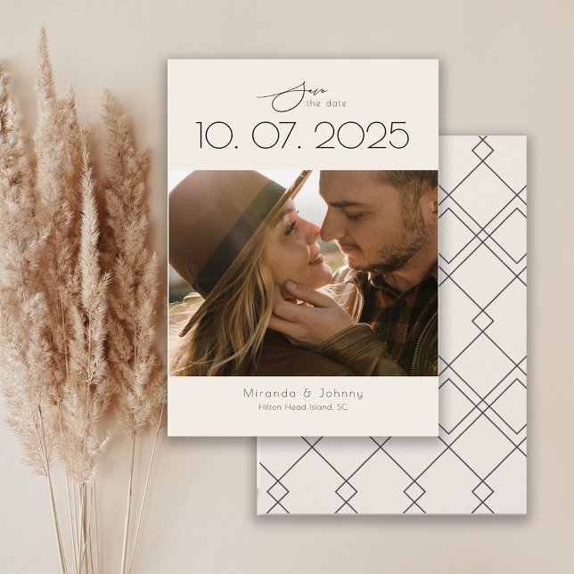 Reserve A Data Foto de casamento com topografia moderna (Criador carregado)