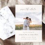 Reserve A Data Foto De Casamento Da Caligrafia De Ivory Minimalis<br><div class="desc">Casamento de Ivory Cream,  Minimalista Elegante,  Salve a data com sua foto</div>