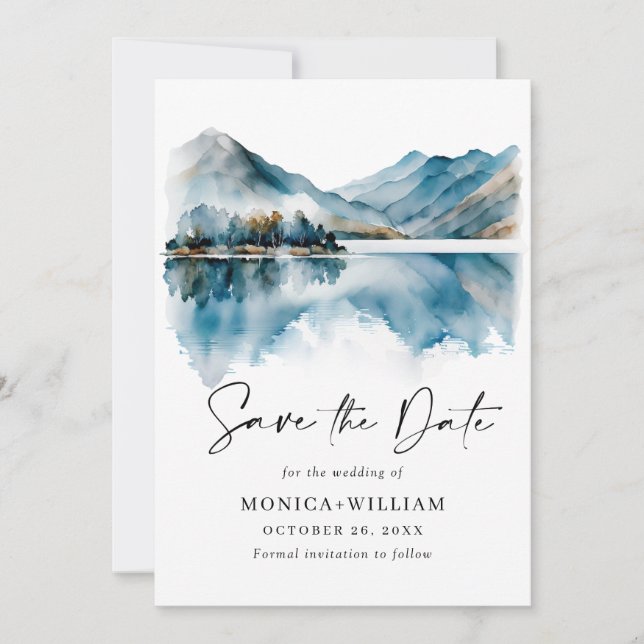 Reserve A Data Foto de Casamento da Floresta das Montanhas Elegan (Frente)