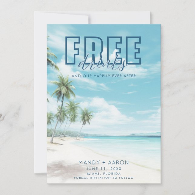 Reserve A Data Foto de casamento da praia engraçada Salve a data (Frente)