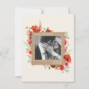 Reserve A Data Foto de Casamento de Cartolina Poppy Wildflower