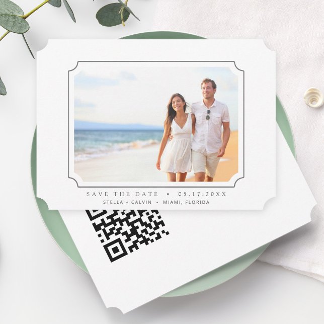 Reserve A Data Foto de Casamento de Código QR Minimalista (Criador carregado)