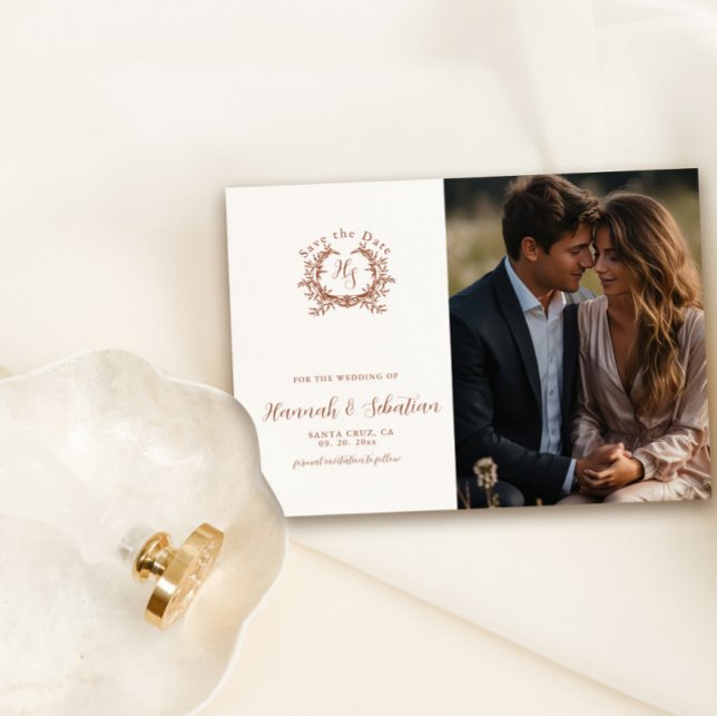 Reserve A Data Foto de Casamento de Crest Monograma (Criador carregado)