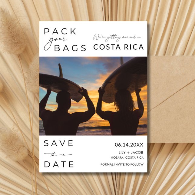 Reserve A Data Foto de Casamento de Destino da Costa Rica (Costa Rica Destination Wedding Photo Save The Date)