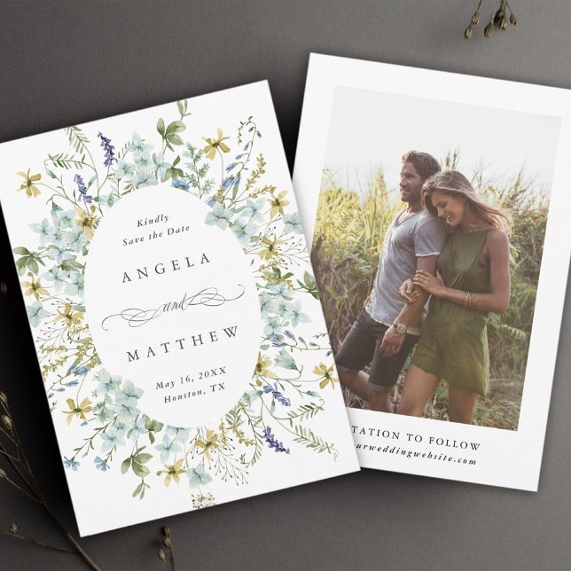 Reserve A Data Foto de Casamento de Frame Oval de Flor Selvagem E (Criador carregado)