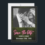 Reserve A Data Foto de casamento de Neon Boxwood<br><div class="desc">Um design de neon sobre um fundo de boxwood com texto branco e foto personalizada.</div>
