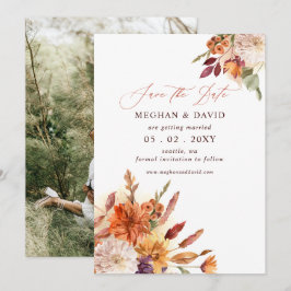 Reserve A Data Foto de casamento de outono em terracota floral bo
