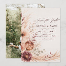 Foto de Casamento de Outono Floral Pampas Burgundy