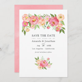 Reserve A Data Foto de Casamento de Pastel Pink Watercolor