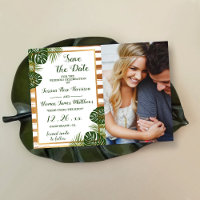 Foto de Casamento de Praia Gold Foil & Green Palm