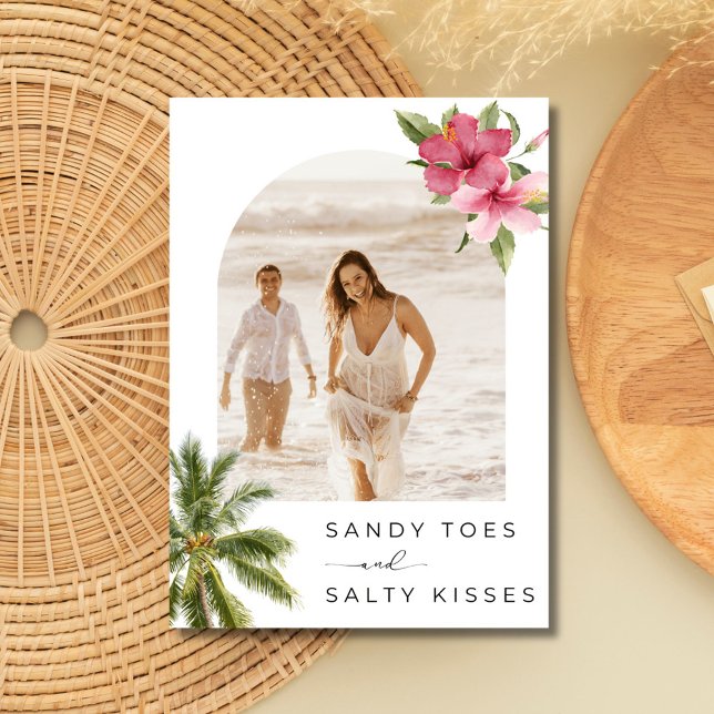 Reserve A Data Foto de Casamento de Praia Tropical Salvar a Data (Tropical Beach Wedding Photo Save the Date)
