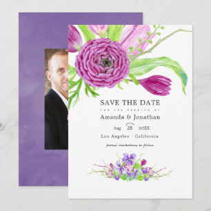Reserve A Data Foto de casamento de primavera com aquarela floral