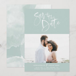 Reserve A Data Foto de casamento de script de aquarela moderna