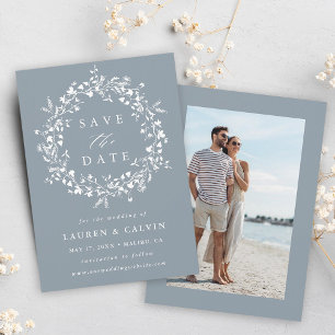 Reserve A Data Foto de casamento de wildflower boho moderno azul