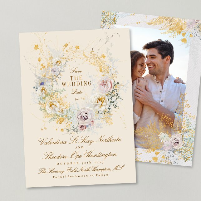 Reserve A Data foto de casamento de wreath botânica romântica (Criador carregado)