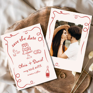 Reserve A Data Foto de casamento desenhada à mão com capricho Ver
