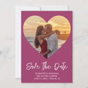 Reserve A Data Foto de Casamento do Coração Cor-de-Rosa e Branco