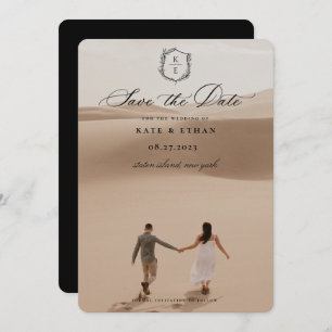 Reserve A Data Foto de Casamento do Monograma do Crest Botânico