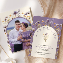 Reserve A Data Foto de Casamento Dusty Purple Boho Wildflower