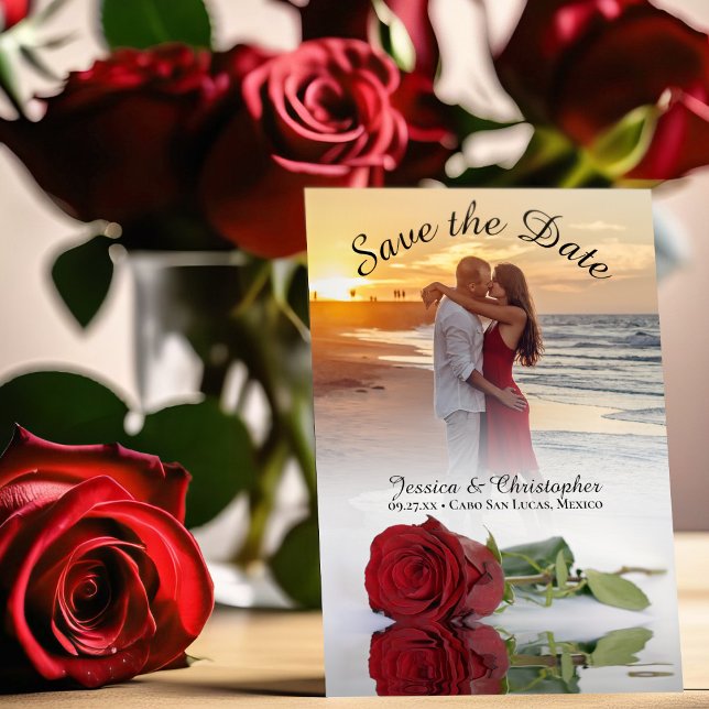 Reserve A Data Foto de Casamento Elegante de Rosa vermelha Reflet (Criador carregado)