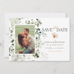 Reserve A Data Foto de casamento elegante floral boho com folhage