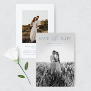 Reserve A Data Foto de Casamento Elegante Moderno e Azul Dusty