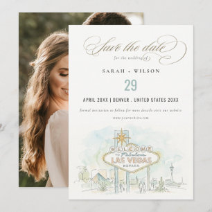 Reserve A Data Foto de casamento em aquarela de Las Vegas Nevada