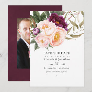 Reserve A Data Foto de casamento floral de ameixa e pêssego