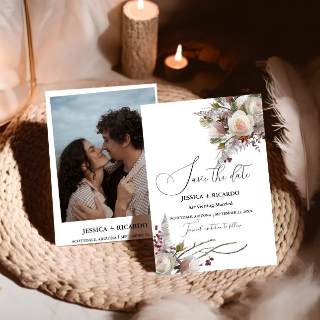 Reserve A Data Foto de casamento floral em aquarela rosa pêssego (Criador carregado)