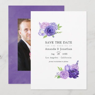 Reserve A Data Foto de casamento floral em aquarela ultravioleta