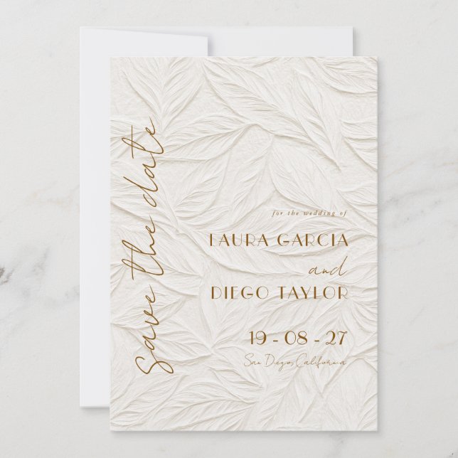 Reserve A Data Foto de casamento floral em marfim (Frente)